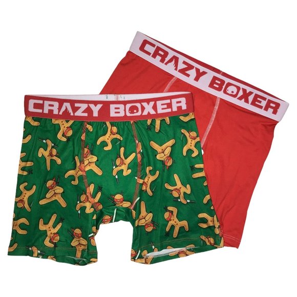 NWT Crazy Boxer 2 Pack Funny Gingerbread Man Ninja Christmas Holiday Underwear L - Picture 2 of 10